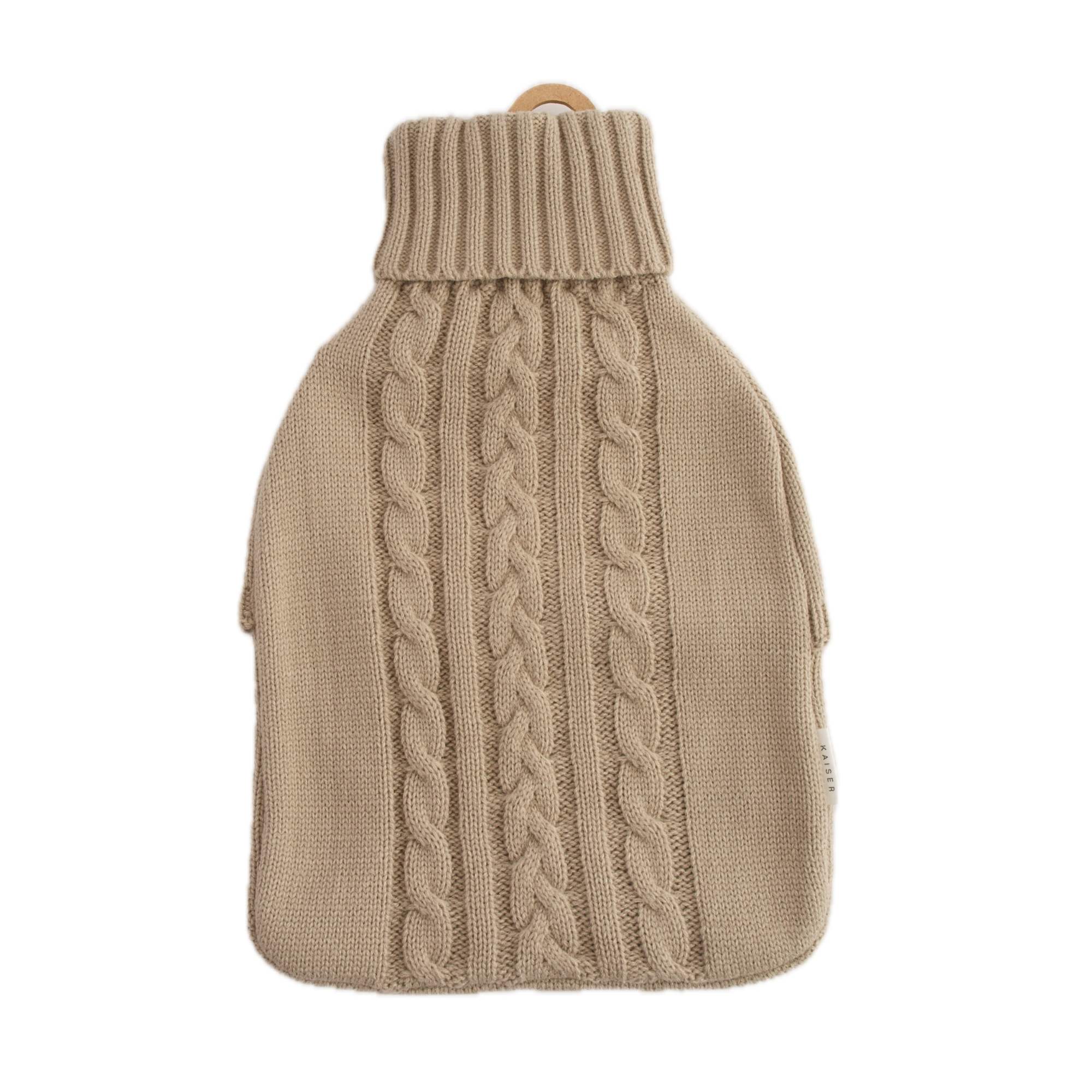 Knitted Hot Water Bottle Cover - Latte